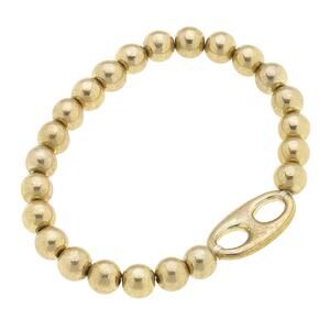 Soda Tab Ball Bead Stretch Bracelet Worn Gold